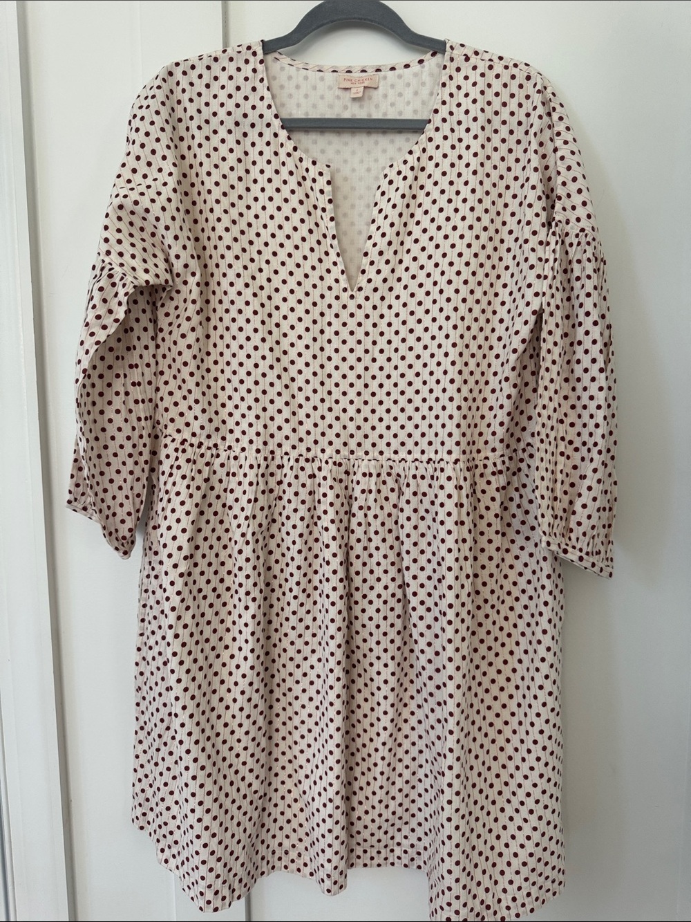 Pink Chicken Polka Dot Dress Size S